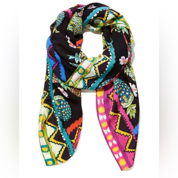 NWT - Desigual Women’s Pineapple Day Viscose Square Scarf - Size 48” x 48” - Picture 2 of 9